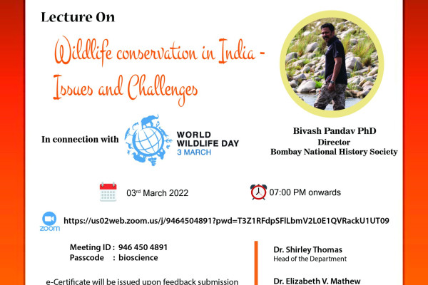 Lecture on Wildlife conservation in India – Issues and Challenges