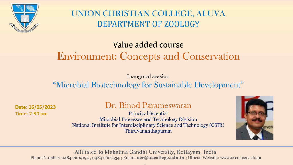 Invited Lecture on “Microbial biotechnology for Sustainable development”